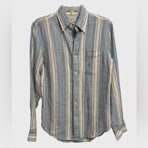 J. Crew Baird McNutt Irish Linen Slim Fit Men's Shirt Size S Light Blue Preppy